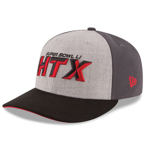 Super Bowl LI New Era HTX Low Profile 59FIFTY Fitted Hat - Heathered Gray/Black